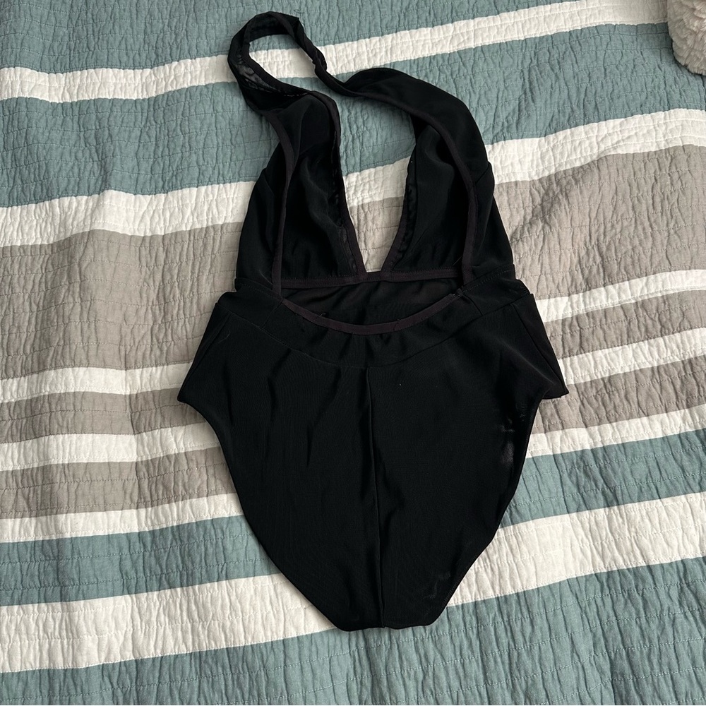Bec & Bridge Wild Again Deep V Black Mesh Halter Bodysuit 4 Revolve - Picture 7 of 11